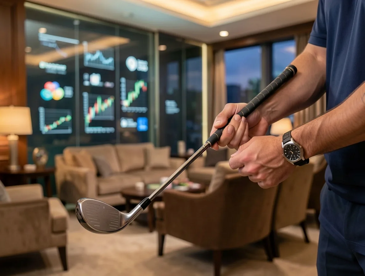 Séance d'analyse de données de swing de golf au studio Le Montelle
