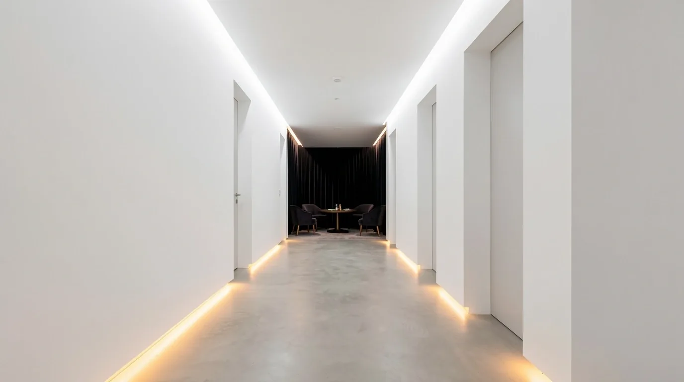 Couloir de transition entre le studio de fitting et le lounge