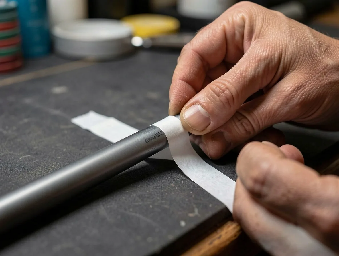 Pose précise des grips en cuir et matériaux composites